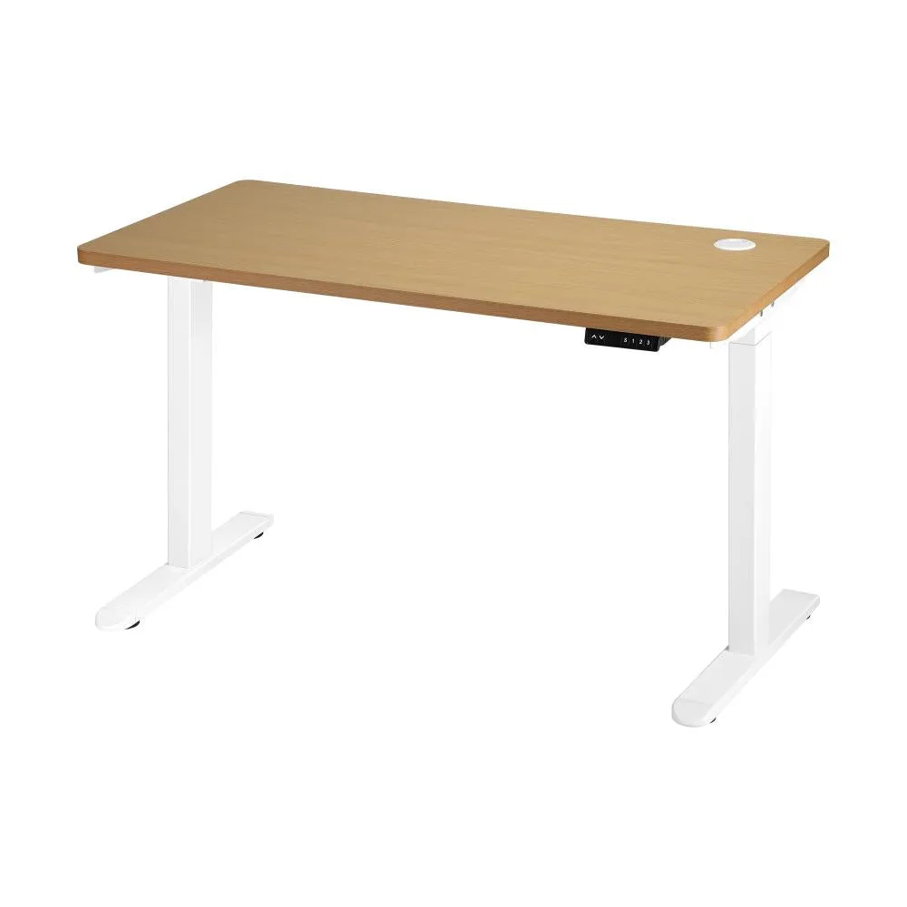 OIKITURE Ergonomic Sit Stand Desk 28"-45" Electric Standing Desk Home Office Computer Workstation Height Adjustable Desk 160cm Length White and WN