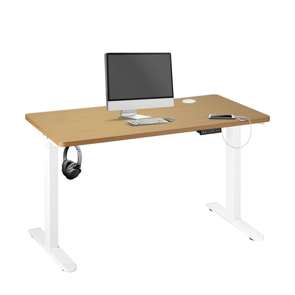 OIKITURE Ergonomic Sit Stand Desk 28"-45" Electric Standing Desk Home Office Computer Workstation Height Adjustable Desk 160cm Length White and WN