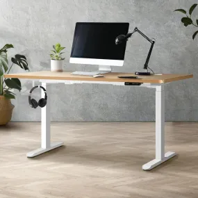 OIKITURE Ergonomic Sit Stand Desk 28"-45" Electric Standing Desk Home Office Computer Workstation Height Adjustable Desk 160cm Length White and WN