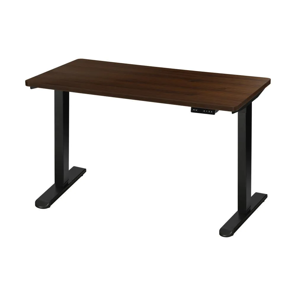 OIKITURE Sit Stand Desk Motorised Adjustable 160cm Black&Walnut