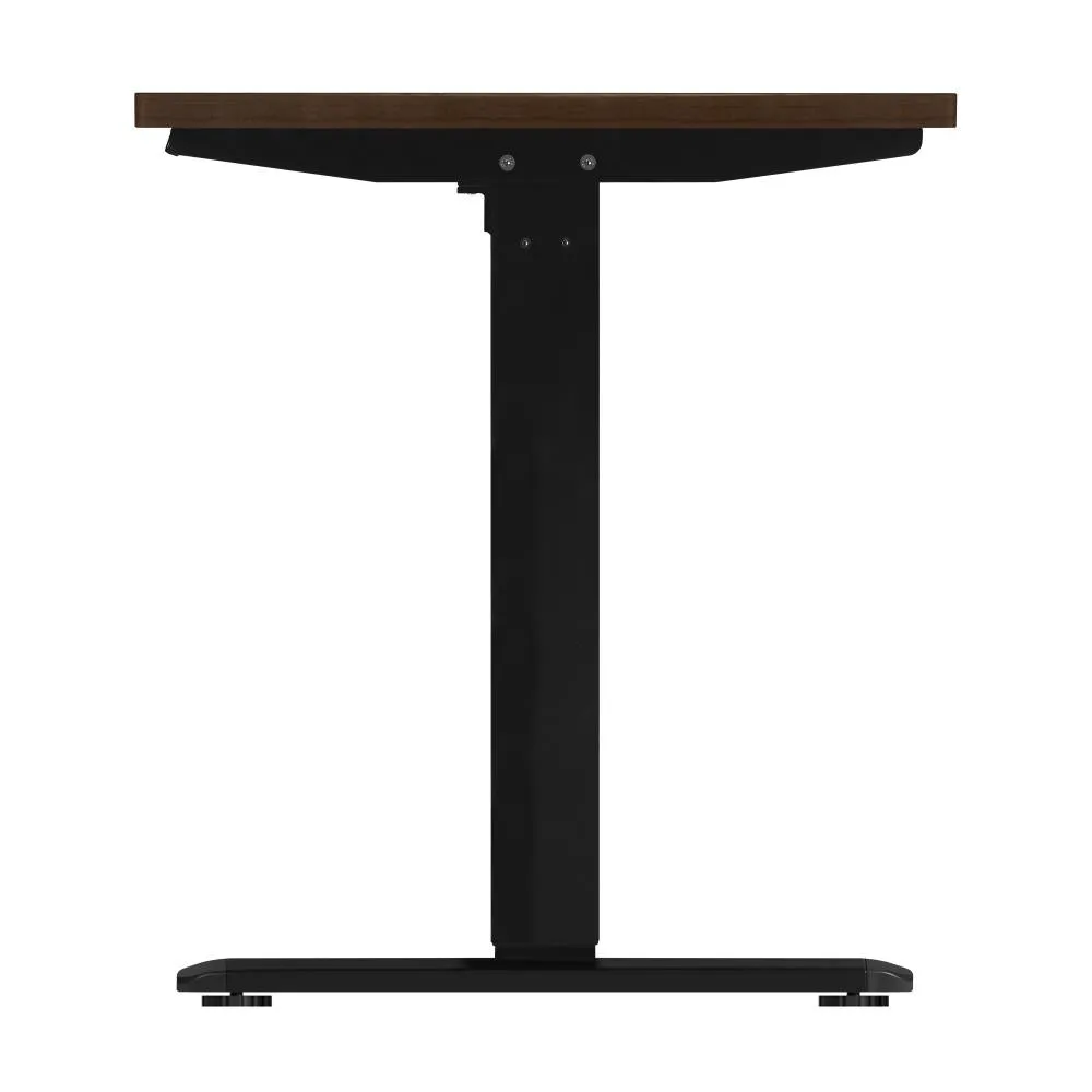 OIKITURE Sit Stand Desk Motorised Adjustable 160cm Black&Walnut