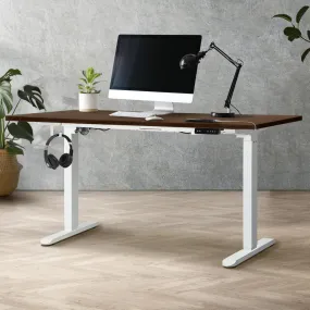 OIKITURE Sit Stand Desk Motorised Standing Desk Adjustable Table 160cm Lenght White and WN