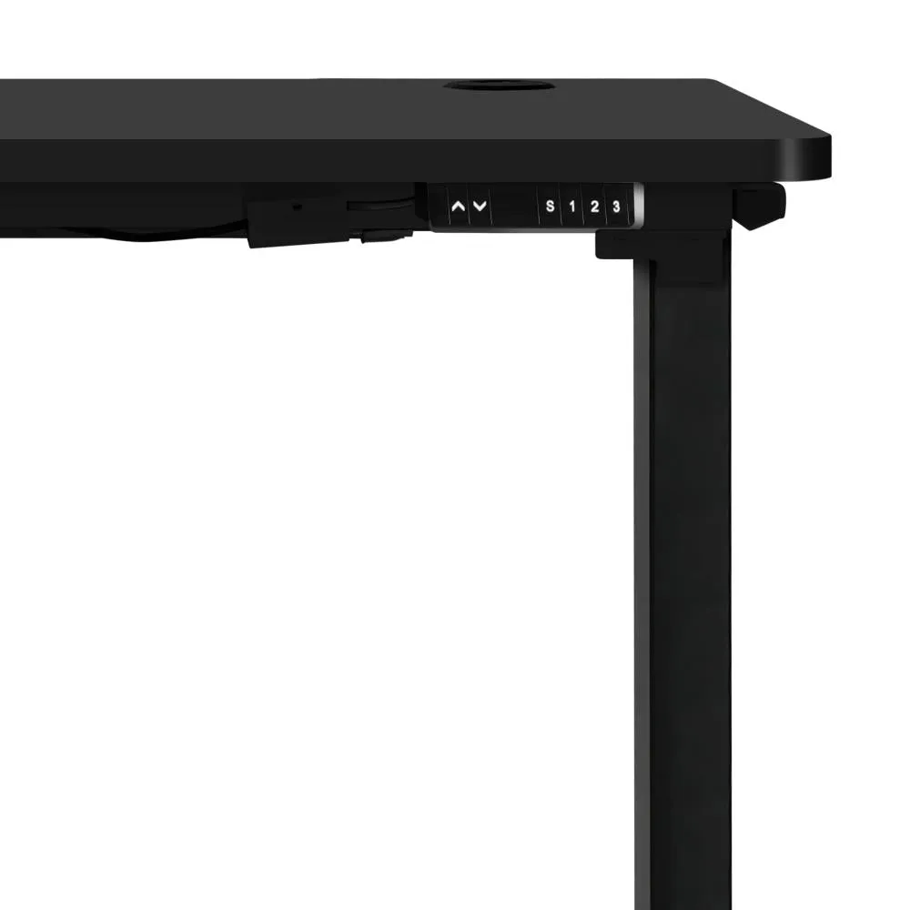 Oikiture Standing Desk Electric Height Adjustable Motorised Sit Stand Desk Rise - Black/Black - 1400mm x 700mm