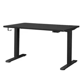 Oikiture Standing Desk Electric Height Adjustable Motorised Sit Stand Desk Rise - Black/Black - 1400mm x 700mm
