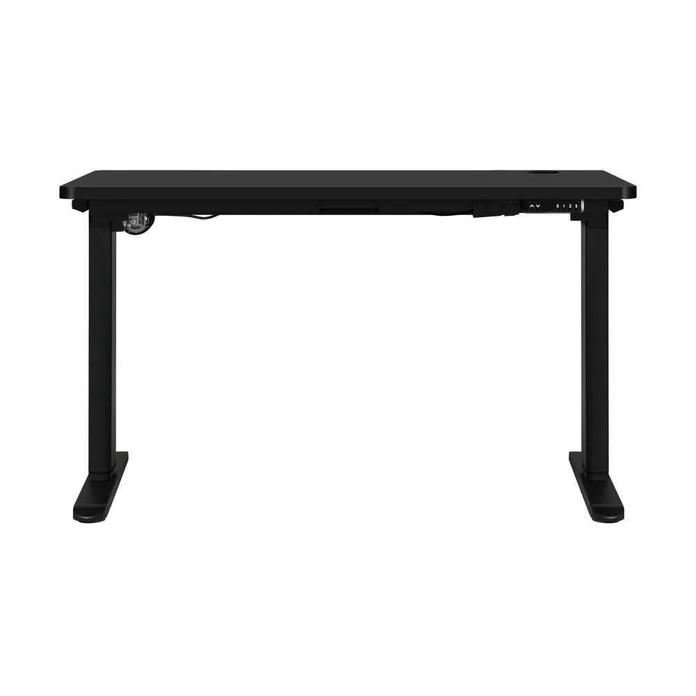 Oikiture Standing Desk Electric Height Adjustable Motorised Sit Stand Desk Rise - Black/Black - 1400mm x 700mm