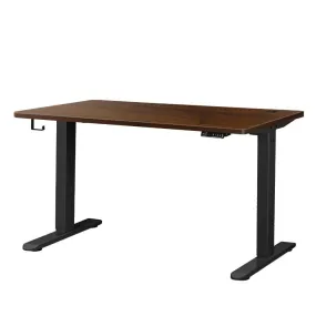 Oikiture Standing Desk Electric Height Adjustable Motorised Sit Stand Desk Rise - Black/Walnut - 1400mm x 700mm