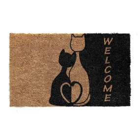 OnlyMat Cute Cat and Welcome Printed Natural Coir Entrance Doormat
