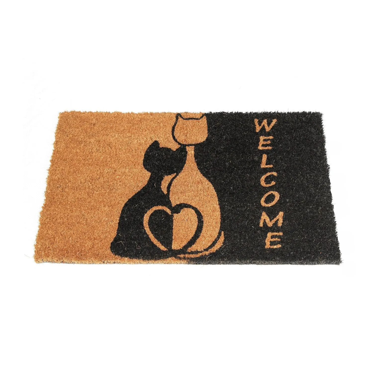 OnlyMat Cute Cat and Welcome Printed Natural Coir Entrance Doormat