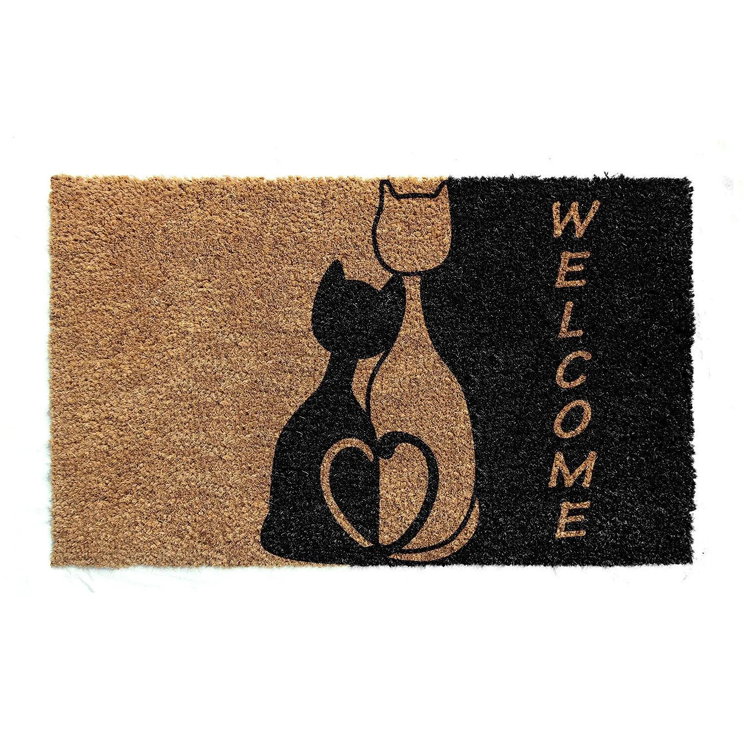 OnlyMat Cute Cat and Welcome Printed Natural Coir Entrance Doormat