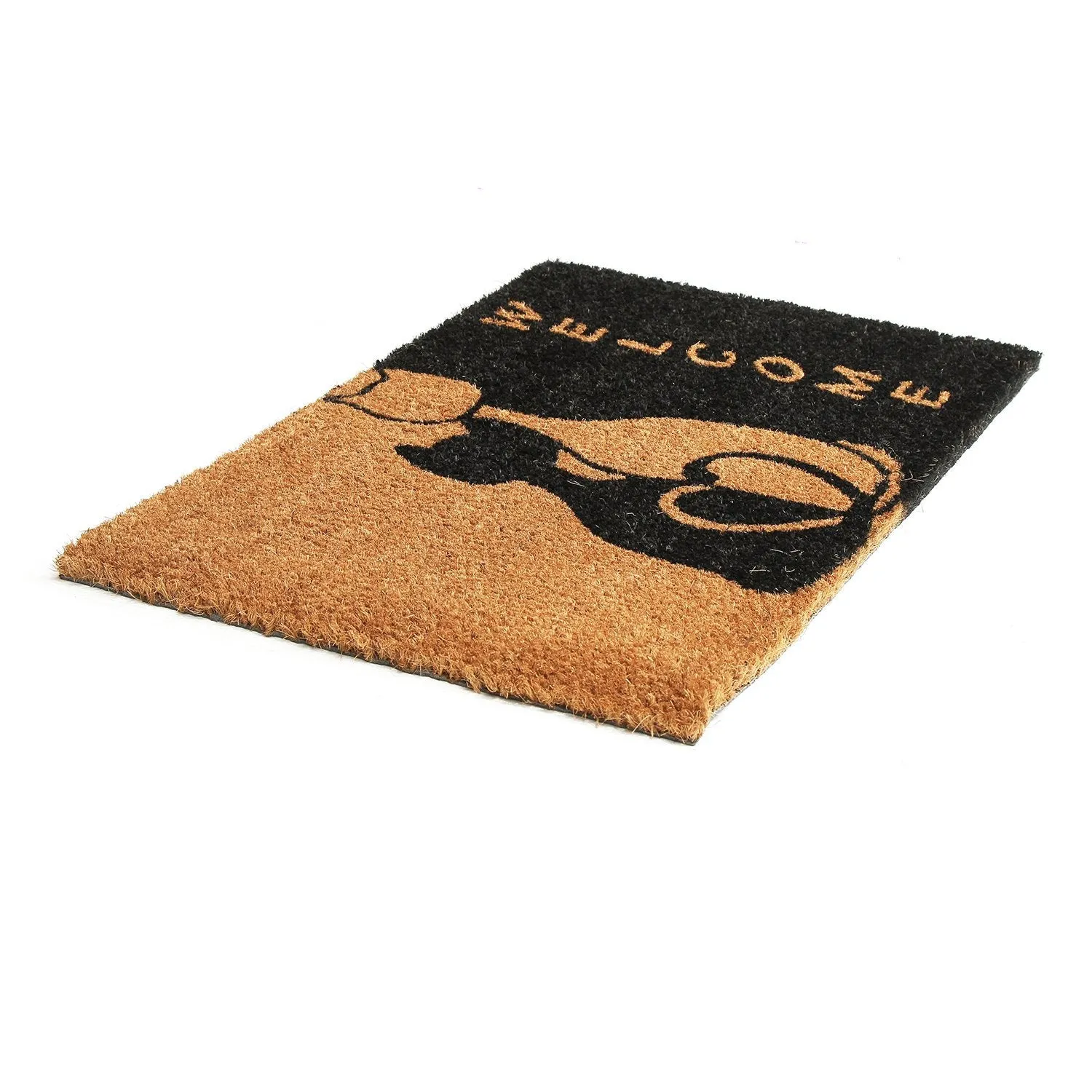 OnlyMat Cute Cat and Welcome Printed Natural Coir Entrance Doormat