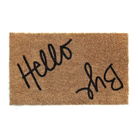 OnlyMat Elegant Handwritten "Hello Bye" Printed Natural Coir Door Mat