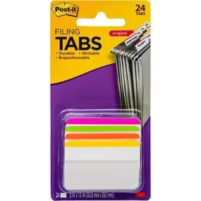 Post-It 686A-1Bb Durable Angled Filing Tabs Bright Assorted Pack 4