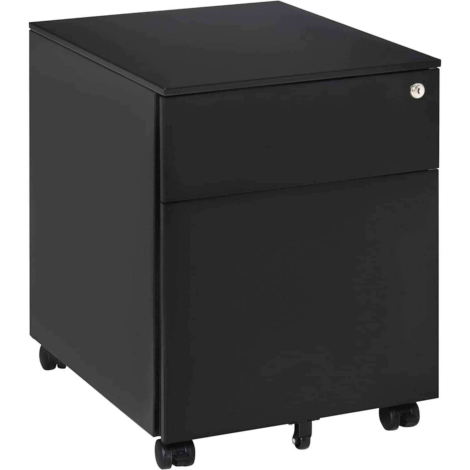 ProperAV Extra Vertical Lockable 2-Drawer Filing Cabinet with Pencil Tray & Casters