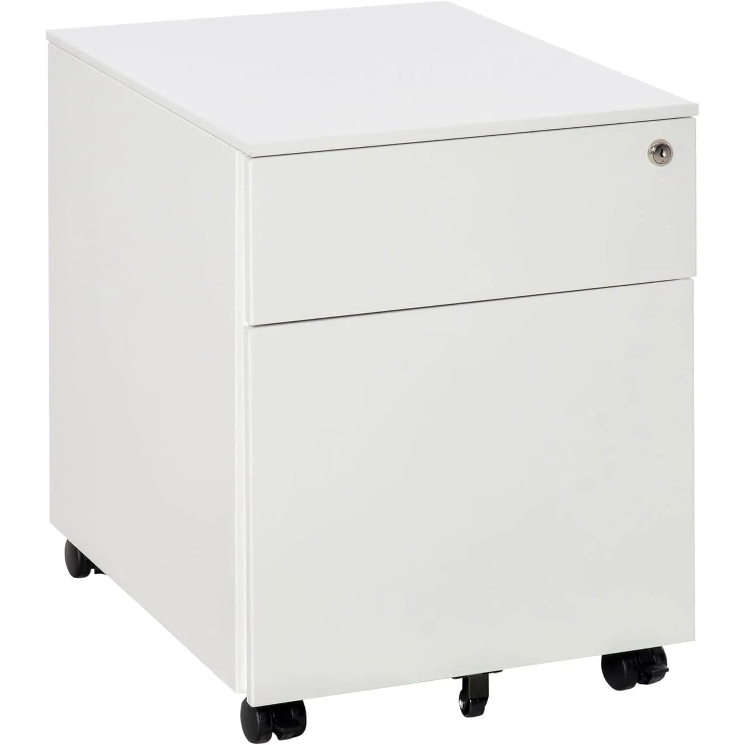 ProperAV Extra Vertical Lockable 2-Drawer Filing Cabinet with Pencil Tray & Casters