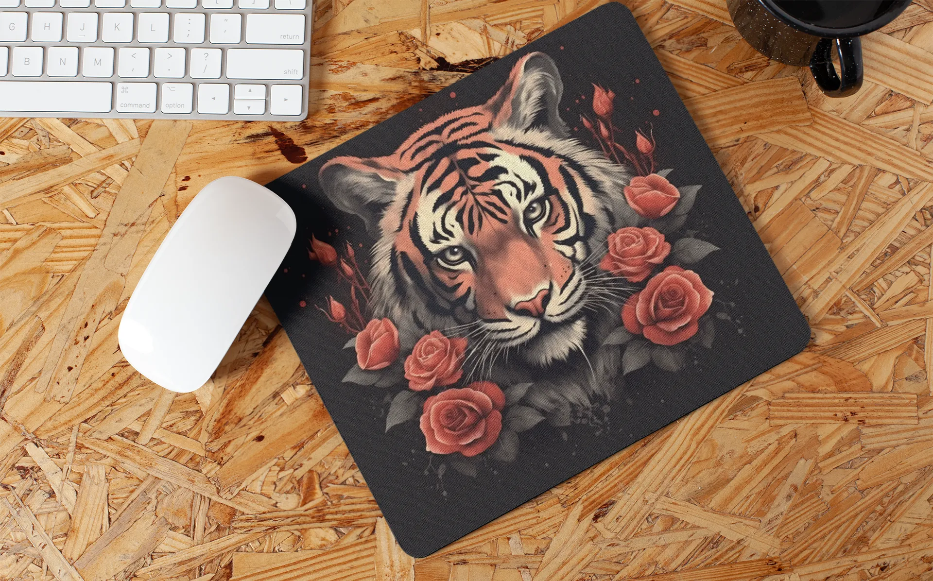 "Floral Tiger Art" Mouse Pad