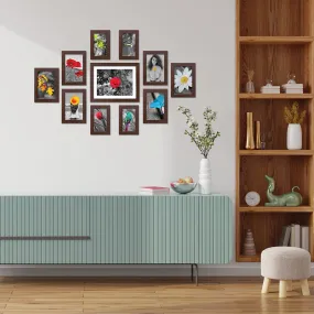 RANDOM Photo Frame For Wall Decoration| Home and Wall Decor Picture's For Living Room, Bedroom, Home, Set of 11 With 1 Mount|Photo Collage Rosewood (4"x6"=4pcs, 8"X10"=1PCS, 5"x7"=6pcs)