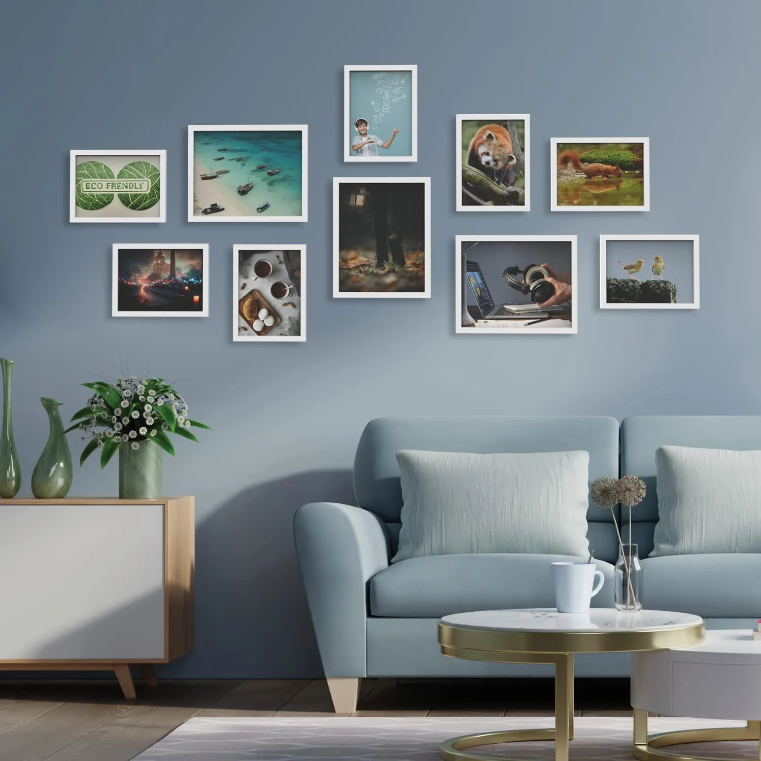 RANDOM Photo Frame For Wall Set of 10 3D Collage photo frames For Home Decoration, Wall Decor (6"X8"=7pcs,8''x10''=3pcs)