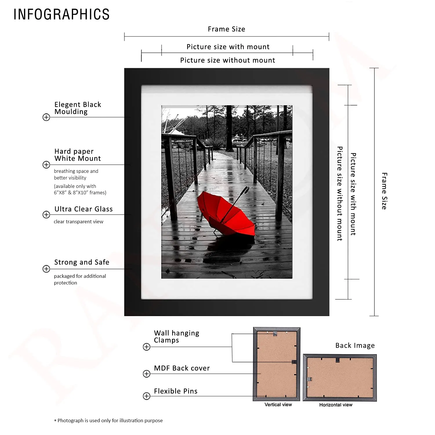 RANDOM Photo Frame For Wall Set of 15 3D Collage photo frames For Home Decoration, Wall Decor (8"X10"=5pcs,6"x8"=5pcs)