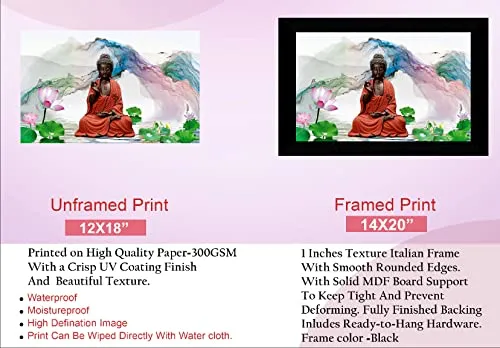 SAF Pack of 1 Buddha religious modern art wall painting with framed for living room 11 inch x 14 inch CANFM31277