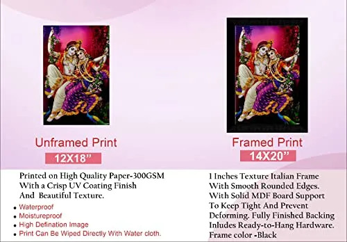 SAF Pack of 1 Radha krishna religious modern art wall painting with framed for living room 11 inch x 14 inch CANFM31296