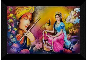 SAF Pack of 1 Radha krishna religious modern art wall painting with framed for living room 11 inch x 14 inch CANFM31302