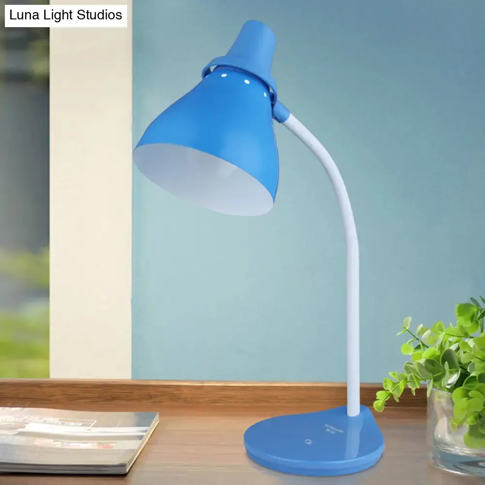 Sarah - Bendable Horn Iron Bendable Reading Light Macaron 1 Light Blue Desk Lamp with Touch Dimmer Switch