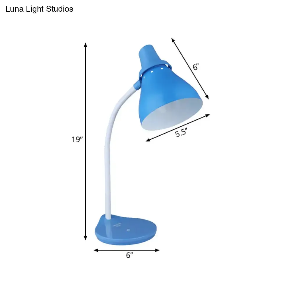 Sarah - Bendable Horn Iron Bendable Reading Light Macaron 1 Light Blue Desk Lamp with Touch Dimmer Switch