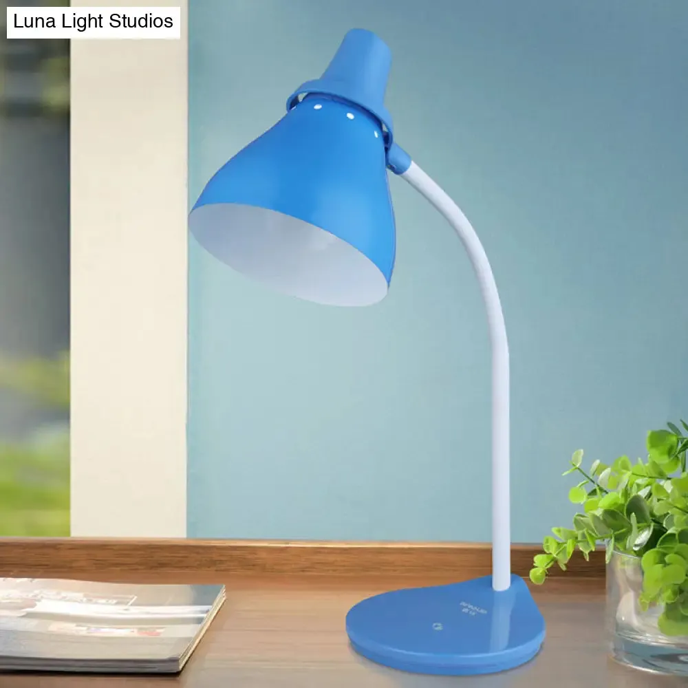 Sarah - Bendable Horn Iron Bendable Reading Light Macaron 1 Light Blue Desk Lamp with Touch Dimmer Switch