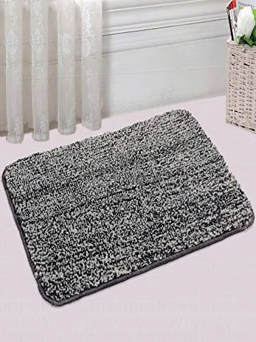 Saral Home Black Soft Microfiber Anti-Skid Bath Mat (Pack of 2, 35x50 cm)