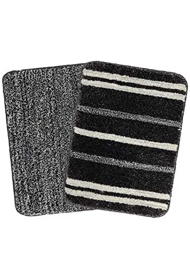 Saral Home Black Soft Microfiber Anti-Skid Bath Mat (Pack of 2, 35x50 cm)