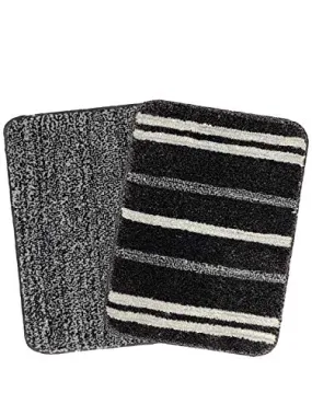 Saral Home Black Soft Microfiber Anti-Skid Bath Mat (Pack of 2, 35x50 cm)