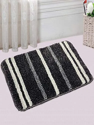 Saral Home Black Soft Microfiber Anti-Skid Bath Mat (Pack of 2, 35x50 cm)
