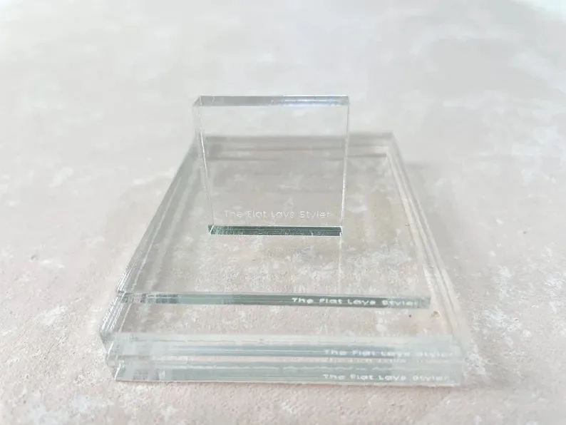 Set of 4 Acrylic Risers | Styling Blocks for Wedding Photography | Flat Lay Props| Clear color