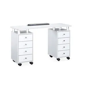 Sibel Beauty/Nail Table with 2x4 drawers (White)
