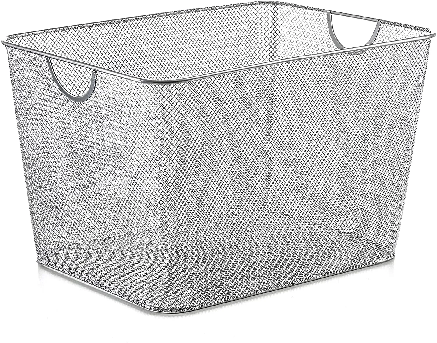 Silver Mesh Open Bin Storage basket for Cleaning supplies Laundry 14x10x9