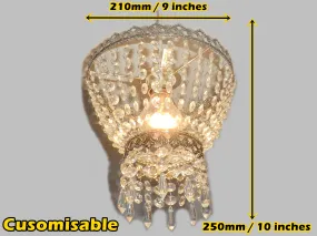 Silver Two Tier Chandelier Lampshade Pendant with Acrylic Beads Drops Ceiling Light Lamp Easy Fit