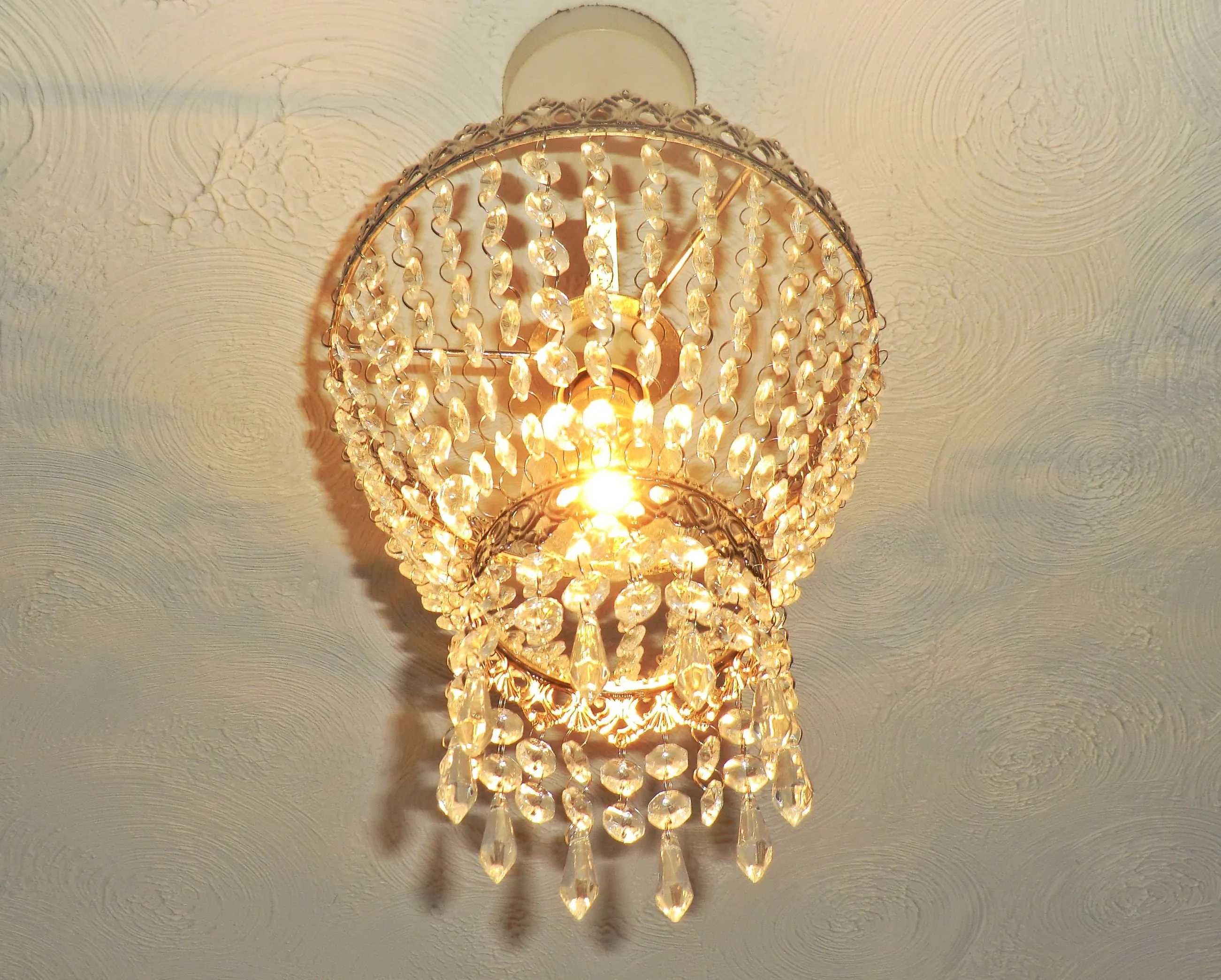 Silver Two Tier Chandelier Lampshade Pendant with Acrylic Beads Drops Ceiling Light Lamp Easy Fit
