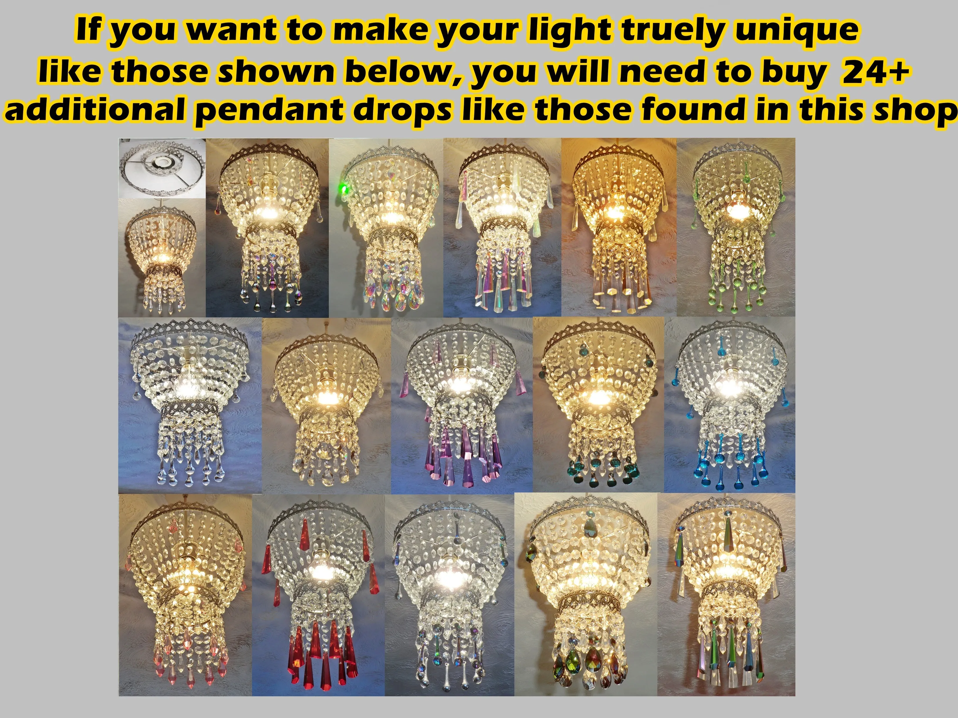 Silver Two Tier Chandelier Lampshade Pendant with Acrylic Beads Drops Ceiling Light Lamp Easy Fit