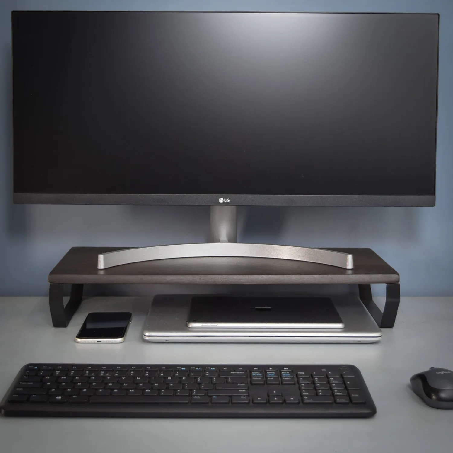 Solid Wood Charcoal Monitor Stand