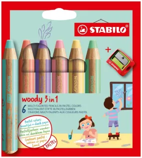 Stabilo Woody 3-in-1 Set - 6 pk - Pastels