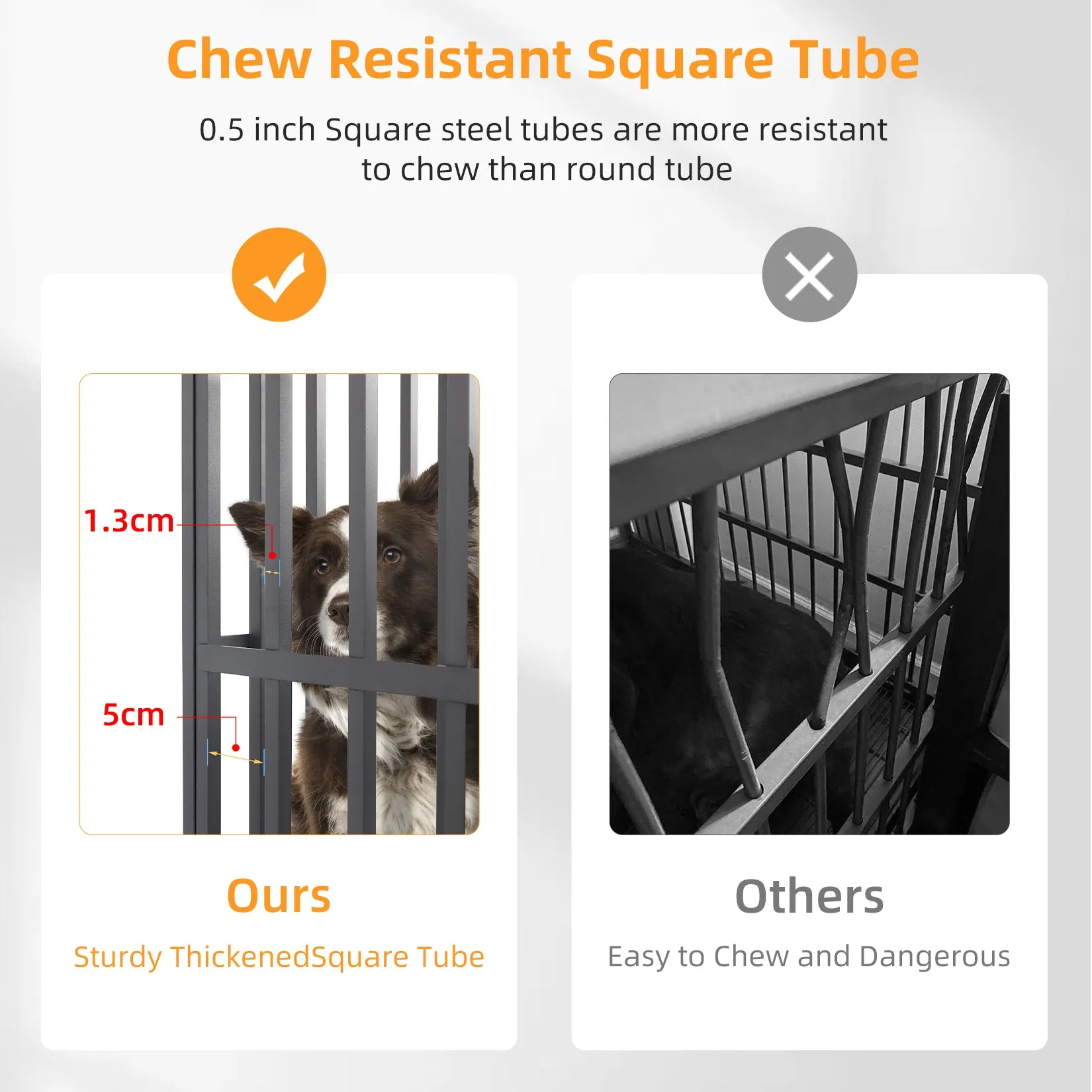 Stackable Dog Cage: Heavy Metal Dog Kennel Square Tube Cage with Double Layers Stackable Pet Crate w/ Casters, Removable Tray, Lock Latch