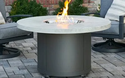 The Outdoor Greatroom Company Fire Pit Table 48 Inch Beacon White Onyx Chat-Height Gas Fire Pit Table BC-20-WO