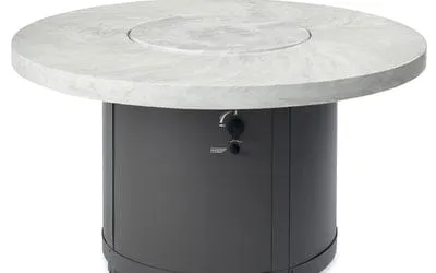 The Outdoor Greatroom Company Fire Pit Table 48 Inch Beacon White Onyx Chat-Height Gas Fire Pit Table BC-20-WO