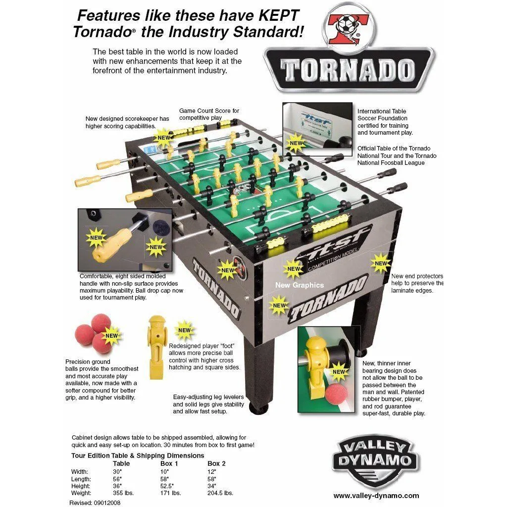 Tornado T-3000 Competition Foosball Table in Crimson Red