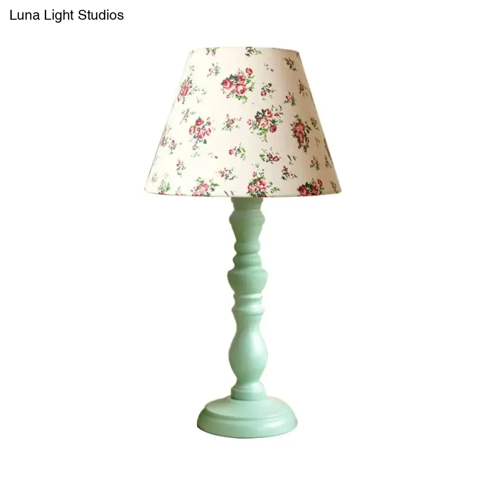 Traditional Style 1-Light Barrel Desk Lamp in White/Blue/Purple with Red Fabric Shade - Ideal Task Lighting for Bedroom
