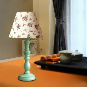 Traditional Style 1-Light Barrel Desk Lamp in White/Blue/Purple with Red Fabric Shade - Ideal Task Lighting for Bedroom