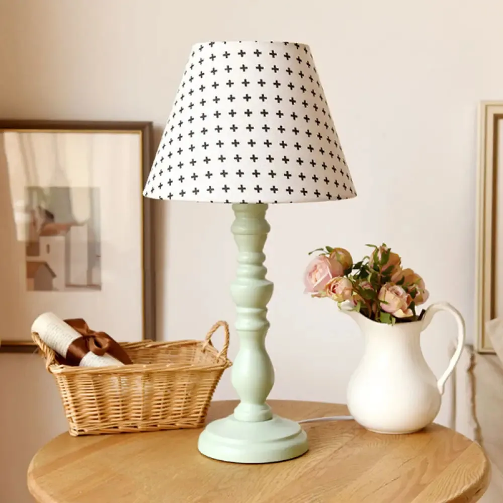 Traditional Style 1-Light Barrel Desk Lamp in White/Blue/Purple with Red Fabric Shade - Ideal Task Lighting for Bedroom