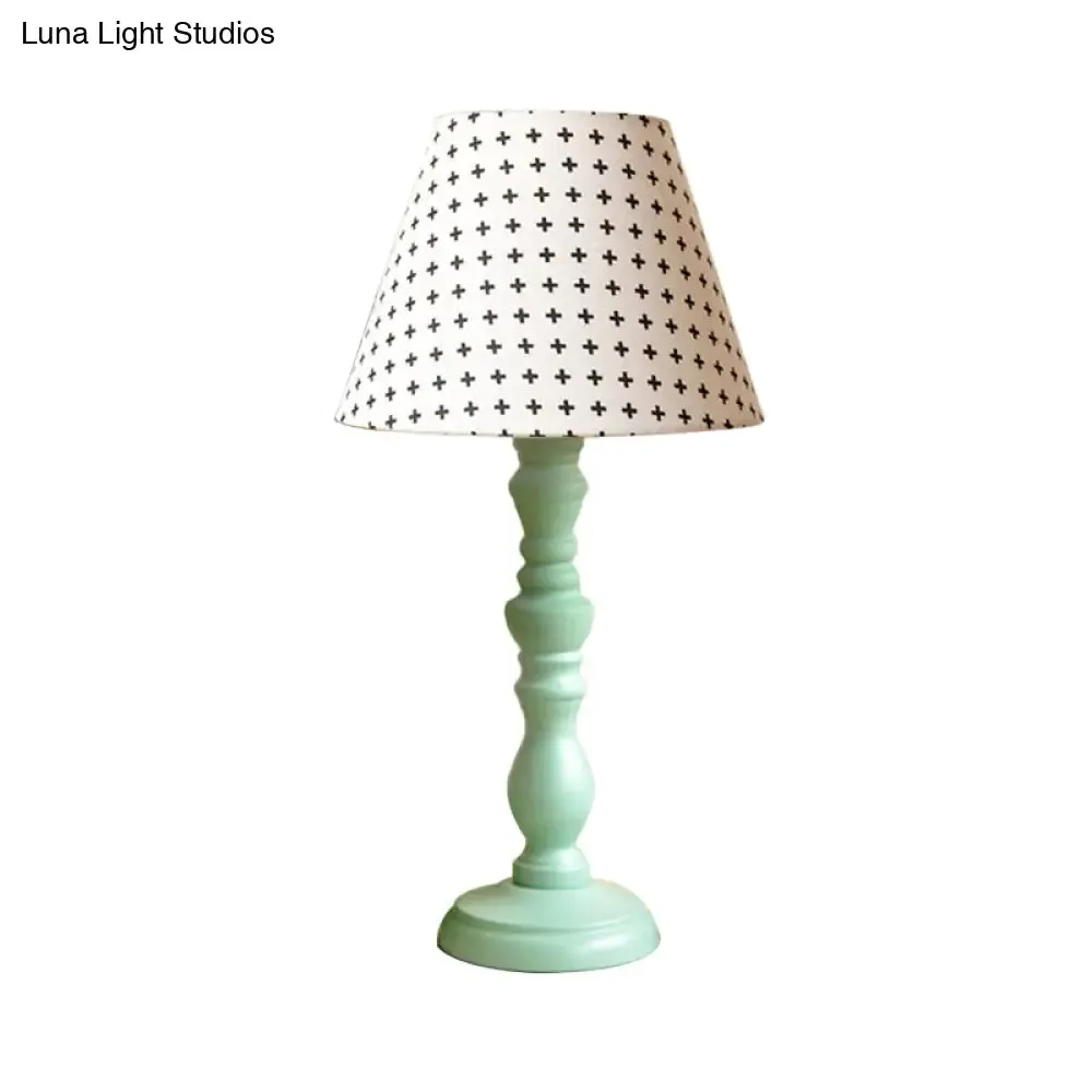Traditional Style 1-Light Barrel Desk Lamp in White/Blue/Purple with Red Fabric Shade - Ideal Task Lighting for Bedroom