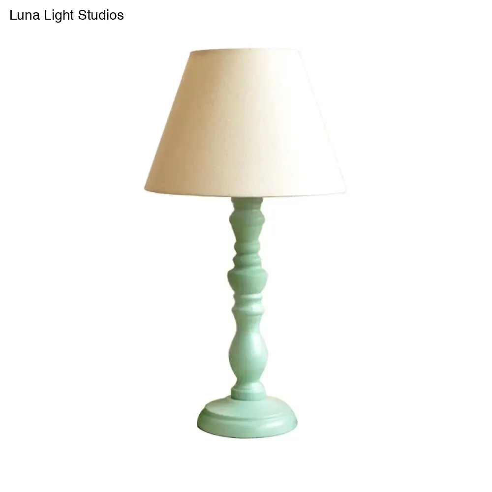 Traditional Style 1-Light Barrel Desk Lamp in White/Blue/Purple with Red Fabric Shade - Ideal Task Lighting for Bedroom