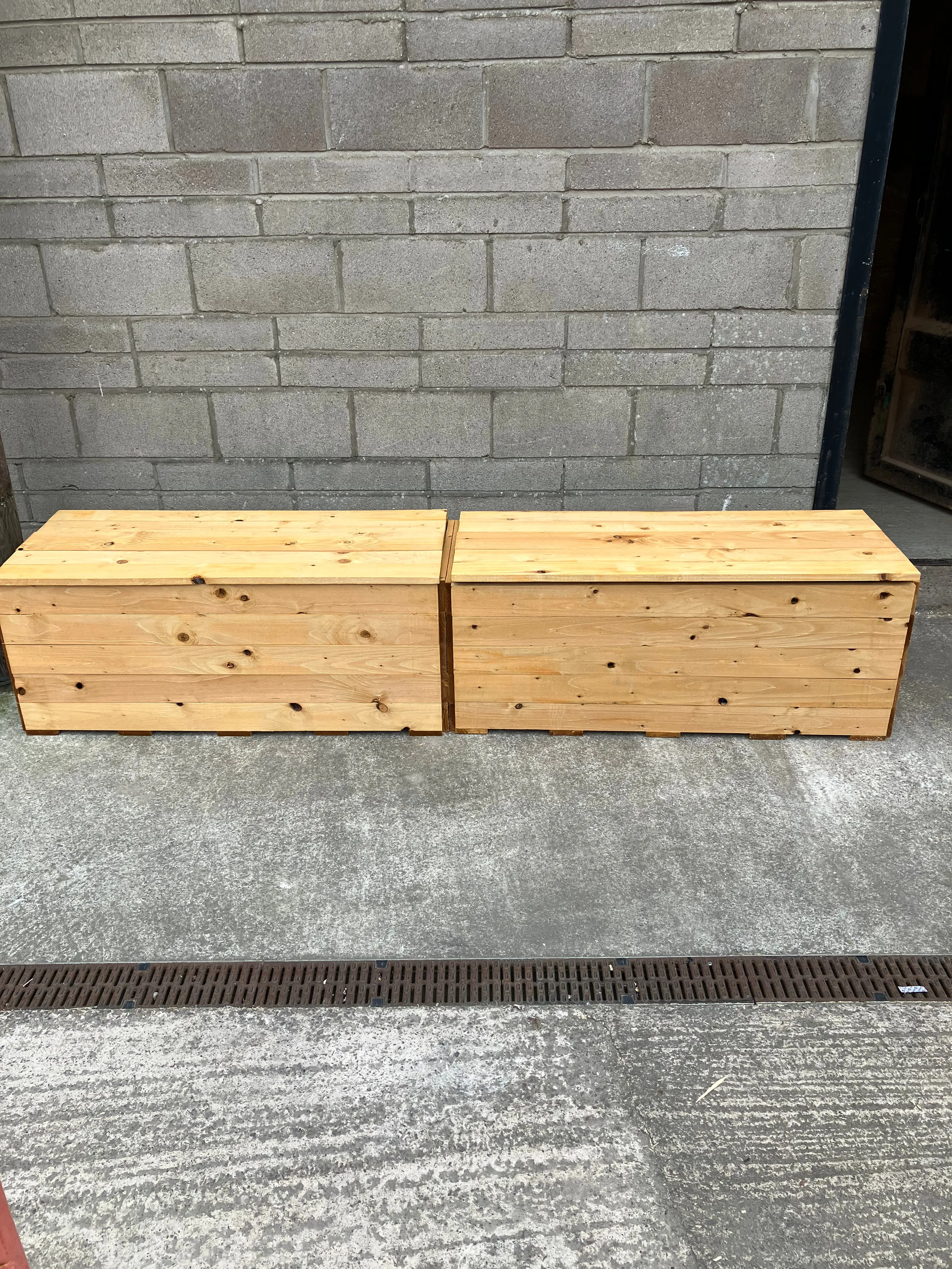 Two Solid Recycling Storage Benches Flat Pack
